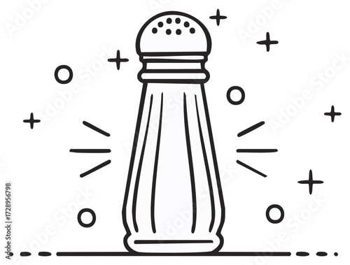 Salt Shaker Line Art Food Seasoning Kitchen Cooking Ingredient Minimalist Doodle