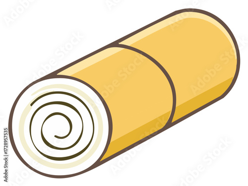 Classic Swiss Roll Cake Log with Spiral Cream Filling Vector Illustration