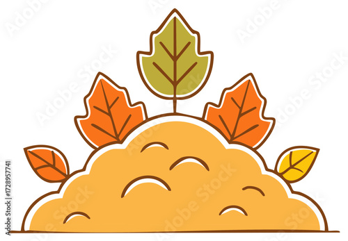 Fall foliage in mound shape, autumn leaf vector graphic, seasonal illustration