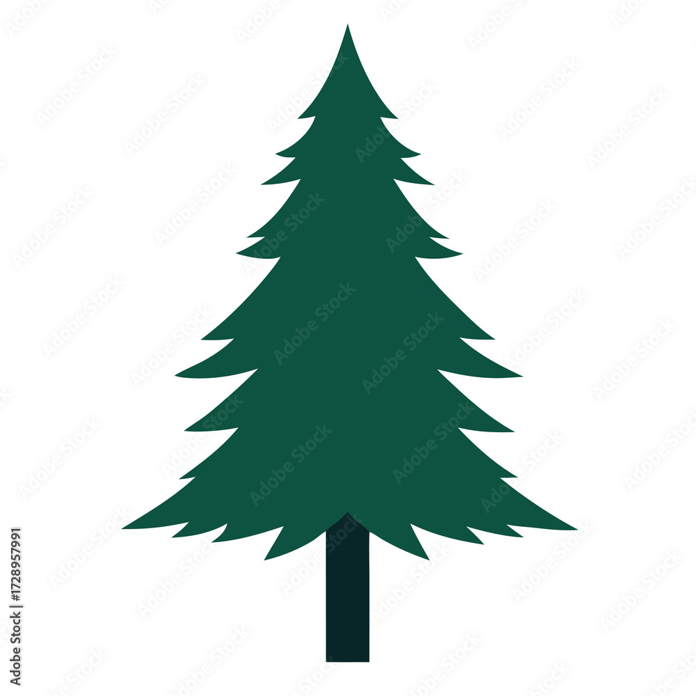 Obraz premium Minimalist evergreen spruce tree silhouette for winter and nature designs