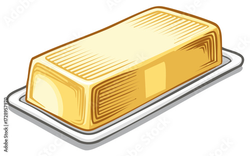 Vector Graphic Illustration of Butter on a Dish