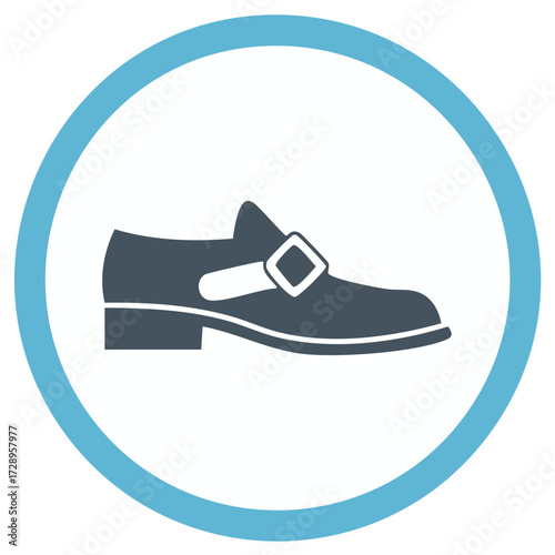 Classic buckled shoe vector icon. Historical pilgrim or colonial footwear symbol.