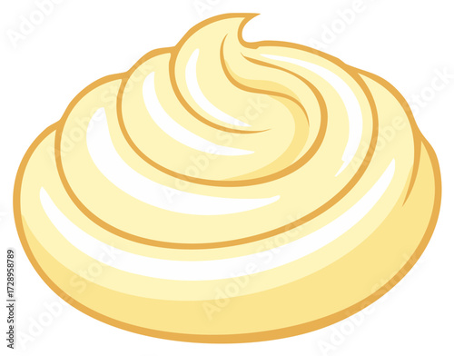 Stylized light yellow creamy swirl food topping condiment graphic