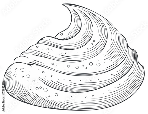 Whimsical Swirl of Frosted Cream in a Vintage Engraved Style