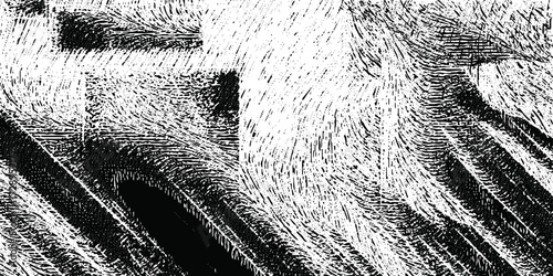 Fluffy line textures, flowing black and white abstract etched patterns vector illustration.
