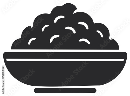 Black silhouette of food in bowl vector graphic bowl filled with food design