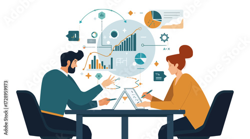 Strategic Genesis: Flat Design Concept for Core Business Innovation and Clarity