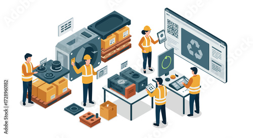 AI-Powered Business Solutions: Isometric Technology Illustration for Data-Driven Innovation