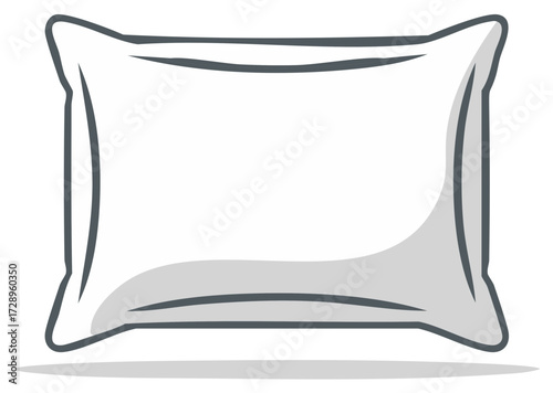 Simple White Pillow Illustration with Soft Shadows and Outline