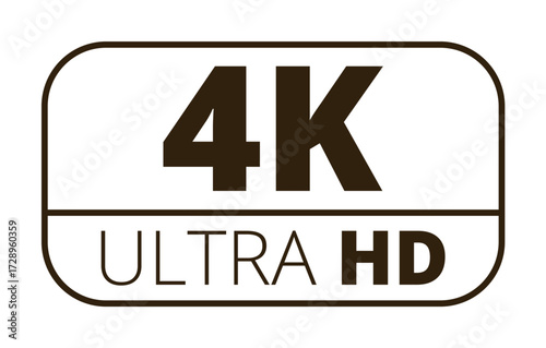 4k ultra hd display label with high-resolution quality icon.