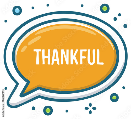 Thankful Speech Bubble with Decorative Elements