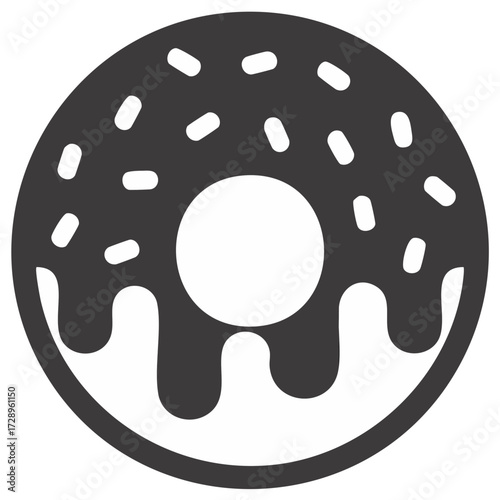 Dark Gray Donut with White Sprinkles and Icing Icon