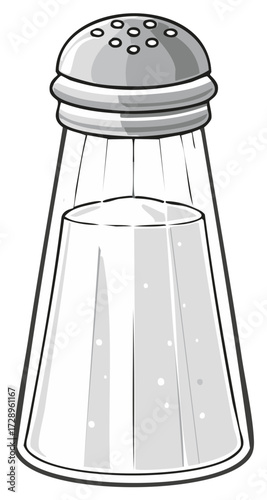 Salt Shaker Illustration, Kitchen Utensil, Food Seasoning, Isolated on White
