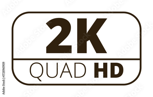 2k quad hd label design highlighting high definition quality.