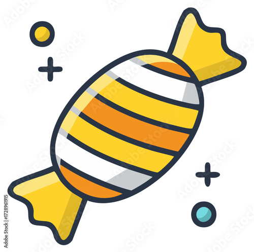 Colorful Striped Candy Treat Illustration Icon