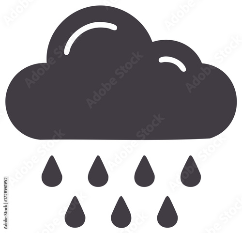Dark rain cloud with falling water drops symbolizing precipitation and stormy weather
