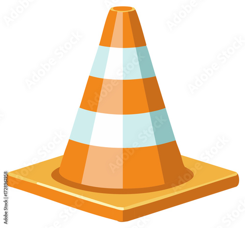 Bright Orange and White Striped Traffic Cone for Roadwork and Safety