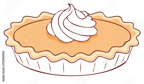Creamy Dessert Pie with Fluted Crust and Swirl Topping