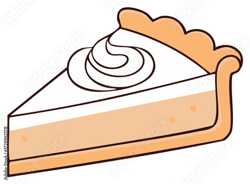 Slice of pie with whipped cream dessert illustration