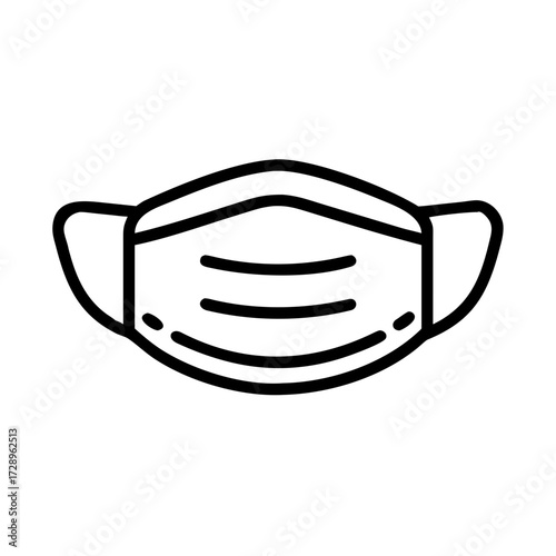 A simplified line art illustration of a surgical mask, symbolizing health, safety, and protection against unseen threats.
