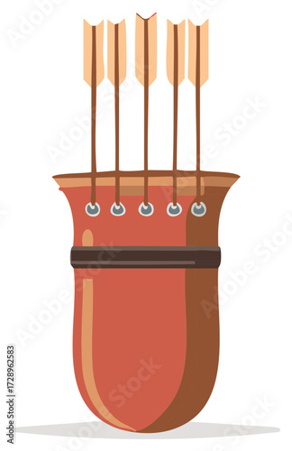 Quiver with wooden arrows for archery, traditional hunting gear, combat equipment