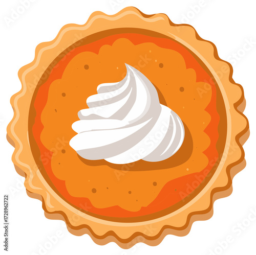 Vibrant Autumn Pumpkin Pie Dessert with Swirl of Whipped Cream Traditional Holiday Treat Icon