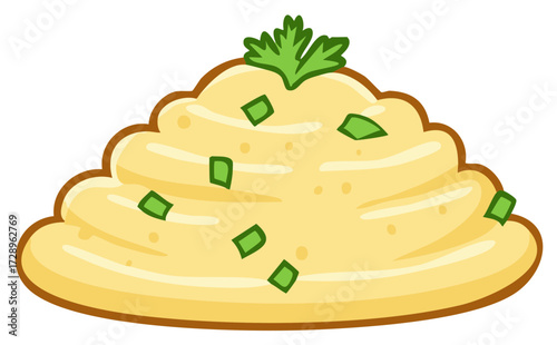Creamy mashed potatoes with green onions and parsley topping