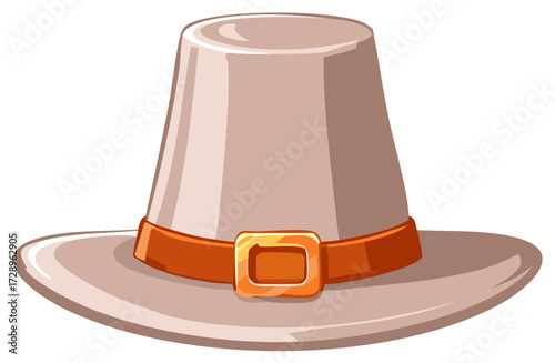 Pilgrim hat with buckle accessory for historical reenactments or Thanksgiving celebrations
