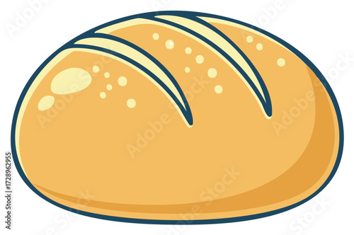 Stylized illustration of a crusty round bread loaf with three scoring lines