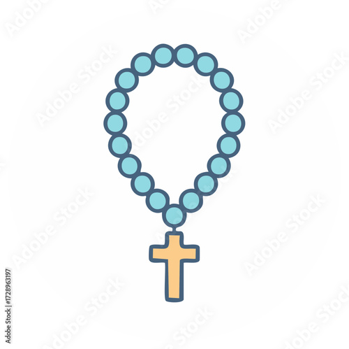 Beaded Prayer Rosary Depiction with Crucifix Ornament Symbol Religious Significance Christian Tradition Faith Praying