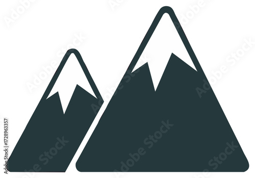Mountain Peaks Minimalist, Snowcapped Peaks Illustration, Geometric Mountains, Simple Mountain Icon, Mountain Range Clip Art