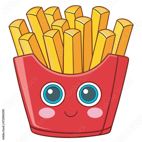 Smiling french fries cartoon character drawing