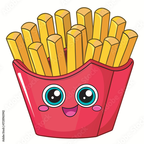 Cartoon french fries with a happy face