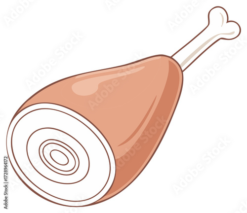 Cooked Ham Leg with Bone Illustration