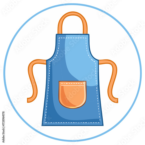 Cartoon Apron Illustration with Pocket and Straps Design for Cooking Baking Projects