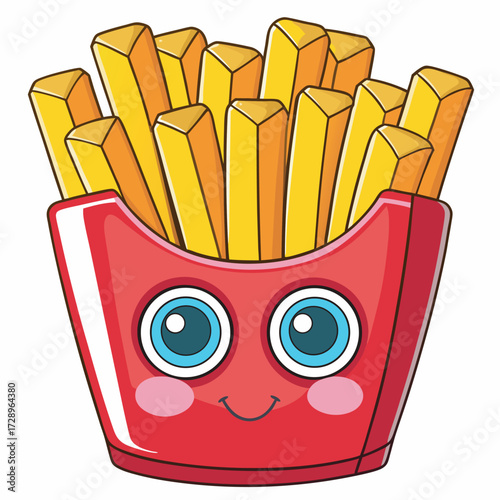 Cartoon french fries with a cute face