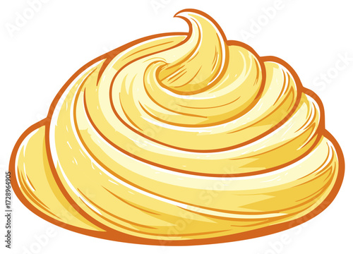 Delicious vanilla whipped cream or frosting swirl for sweet desserts and baked goods