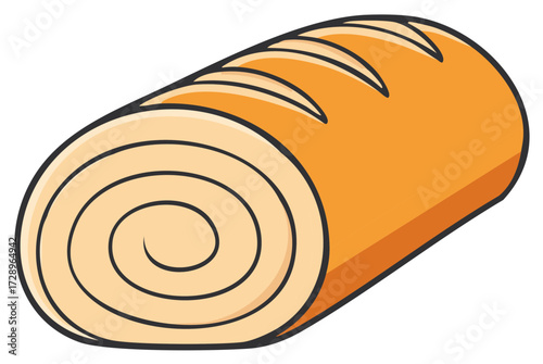Cartoon illustration of freshly baked bread loaf, food design element.