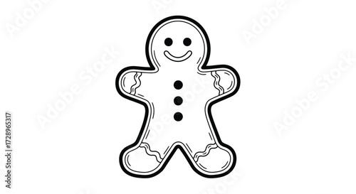 Gingerbread man outline for coloring book page