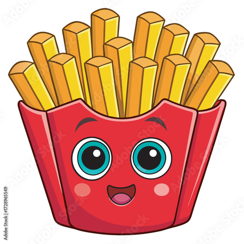 Cartoon french fries in a red container