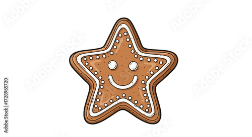 Gingerbread star cookie with icing, christmas treat