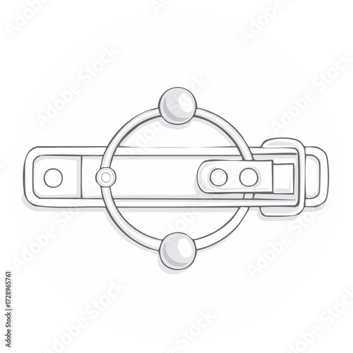 Isolated line art illustration of a vintage metal clasp, buckle, or fastener for a bag or strap