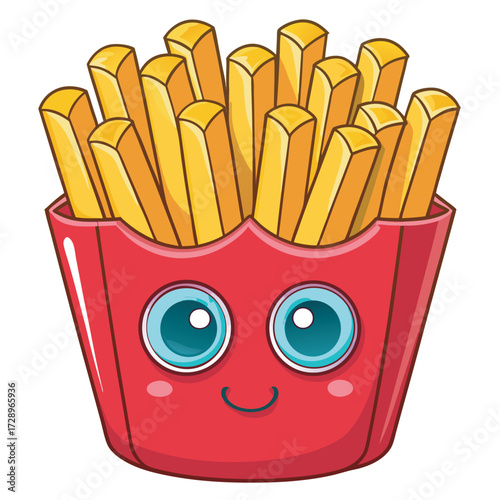 Cartoon french fries with a cute face