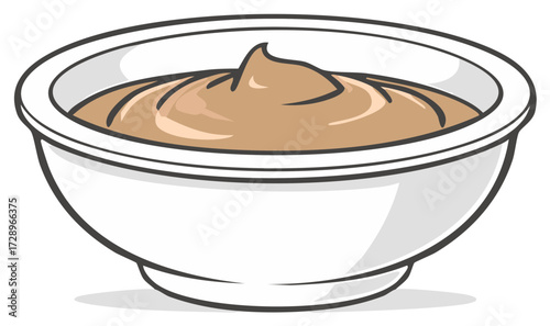 Cartoon Illustration of Bowl with Creamy Dessert Food Dish Meal Vector Drawing