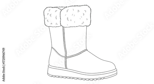Illustration of a winter boot with fur trim