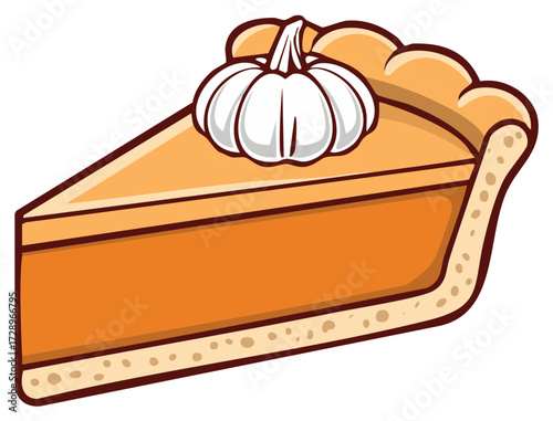 Delicious Festive Slice An enticing illustration of a pumpkin pie piece, perfect for autumnal food celebrations and sweet treat designs
