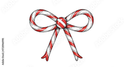 Festive candy cane bow, a sweet holiday decoration