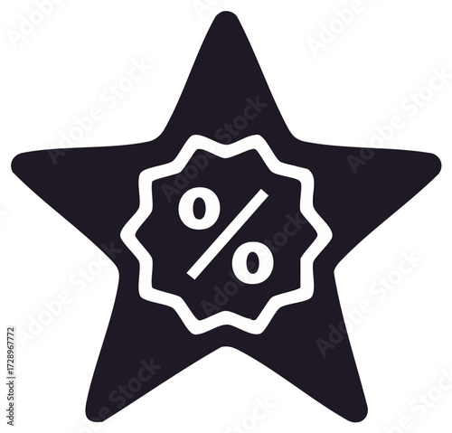 Percentage Discount Star Icon, Promotion Vector Illustration, Sale Percentage Symbol