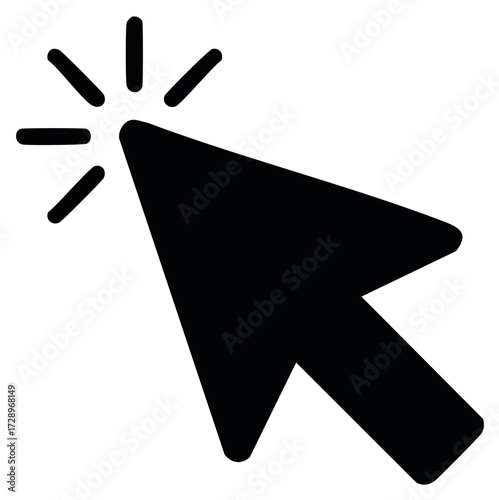 Black arrow cursor clicking icon symbolizing pointing selecting choosing online interface