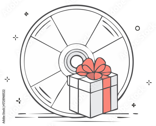 Digital Entertainment Gift Box Illustration Compact Disc as Present Offering Special Storage